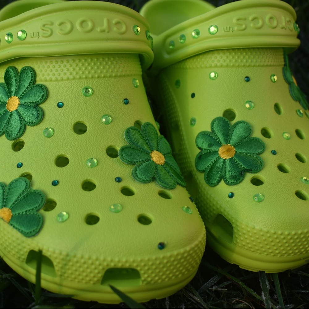 W4 M2 Green Custom Crocs